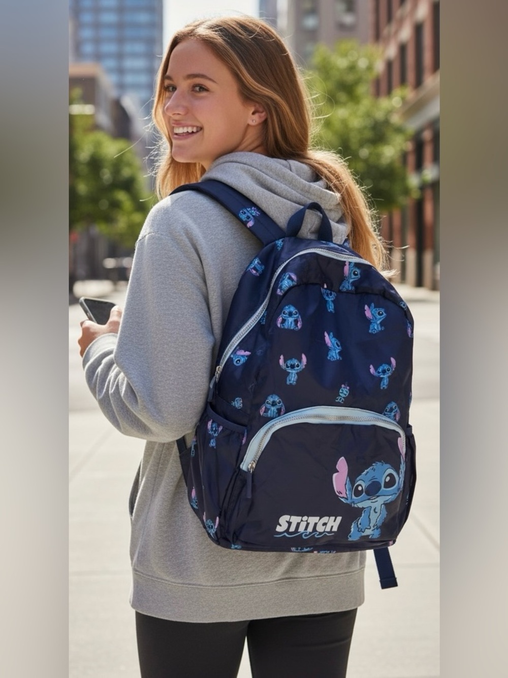 Primark Stitch Kids Backpack - Navy and Light Blue